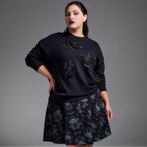 NWT Torrid Nightfall Collection Black Embellished Fleece Top 5X